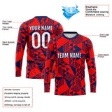 Custom Basketball Soccer Football Shooting Long T-Shirt for Adults and Kids Red-Navy