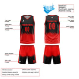 Custom Reversible Basketball Suit for Adults and Kids Personalized Jersey Red-Black