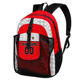 Customize Red Sports Backpacks Featuring Personalized Names, Numbers and Logos