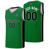 Custom basketball jersey shorts for men and women. Embroidered and printed name, number and logo Green&Black