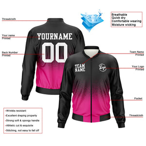 Custom Long Sleeve Windbreaker Jackets Uniform Printed Your Logo Name Number Black-Rose