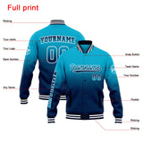 Custom Gradient Varsity Jacket Letterman jacket for Men, Women and Youth Aqua Dark Blue