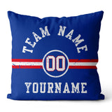 Custom Football Throw Pillow for Men Women Boy Gift Printed Your Personalized Name Number Blue & White & Red