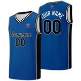 Custom basketball jersey shorts for men and women. Embroidered and printed name, number and logo Blue