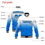 Custom Gradient Varsity Jacket Letterman jacket for Men, Women and Youth White Blue