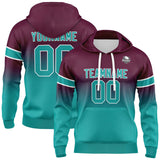 Custom Gradient Sweatshirt Hoodie For Man Woman Girl Boy Print Your Logo Name Number Burgundy&Teal