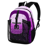 Customize Purple Sports Backpacks Featuring Personalized Names, Numbers and Logos