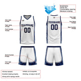 Custom White Dark Blue Basketball Jersey Uniform Suit Printed Your Logo Name Number