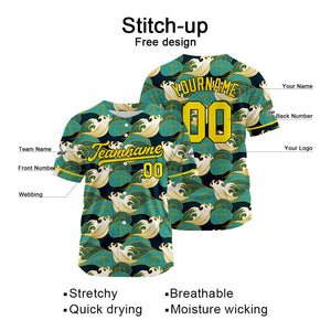 Custom Full Print Design Baseball Jersey green-yellow