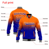 Custom Gradient Varsity Jacket Letterman jacket for Men, Women and Youth Orange Royal