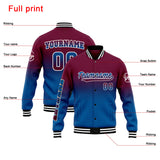 Custom Gradient Varsity Jacket Letterman jacket for Men, Women and Youth Burgundy Blue