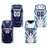 Custom Triangle  Dark Blue Reversible Basketball Suit for Adults and Kids Personalized Jersey