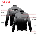 Custom Gradient Varsity Jacket Letterman jacket for Men, Women and Youth Grey Black