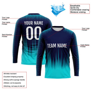 Custom Basketball Soccer Football Shooting Long T-Shirt for Adults and Kids Navy-Teal