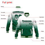 Custom Gradient Varsity Jacket Letterman jacket for Men, Women and Youth White Green