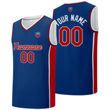 Custom basketball jersey shorts for men and women. Embroidered and printed name, number and logo Blue