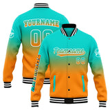 Custom Gradient Varsity Jacket Letterman jacket for Men, Women and Youth Teal Orange