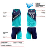 Custom Reversible Basketball Suit for Adults and Kids Personalized Jersey Teal-Navy