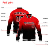 Custom Gradient Varsity Jacket Letterman jacket for Men, Women and Youth Red Black