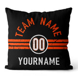 Custom Football Throw Pillow for Men Women Boy Gift Printed Your Personalized Name Number Black & Orange & White