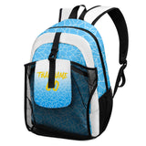 Customize Light Blue White Sports Backpacks Featuring Personalized Names, Numbers and Logos