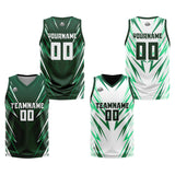 Custom Triangle Drak Green Reversible Basketball Suit for Adults and Kids Personalized Jersey