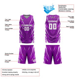 Custom Triangle Purple Reversible Basketball Suit for Adults and Kids Personalized Jersey