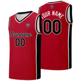 Custom basketball jersey shorts for men and women. Embroidered and printed name, number and logo Red