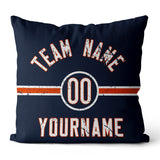 Custom Football Throw Pillow for Men Women Boy Gift Printed Your Personalized Name Number Navy & Orange & White