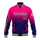 Custom Gradient Varsity Jacket Letterman jacket for Men, Women and Youth Rose Dark Purple