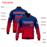 Custom Gradient Varsity Jacket Letterman jacket for Men, Women and Youth Navy Red