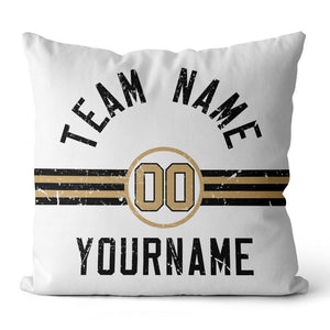 Custom Football Throw Pillow for Men Women Boy Gift Printed Your Personalized Name Number Black & White & Gold