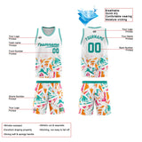 Custom Basketball Jersey Uniform Suit Printed Your Logo Name Number White&Aqua