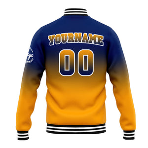 Custom Gradient Varsity Jacket Letterman jacket for Men, Women and Youth Navy Orange