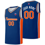 Custom basketball jersey shorts for men and women. Embroidered and printed name, number and logo Blue