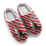 Custom Your Own Personalized Cotton Slippers for Dog Cat Lover Add Any Text Photoes Red&Green&White Christmas