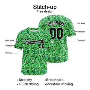 Custom Full Print Design Baseball Jersey green