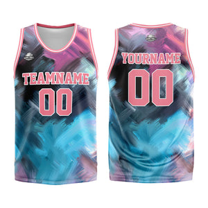 Custom Basketball Jersey Uniform Suit Printed Your Logo Name Number Pink&Light Blue