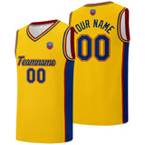 Custom basketball jersey shorts for men and women. Embroidered and printed name, number and logo Yellow