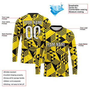 Custom Basketball Soccer Football Shooting Long T-Shirt for Adults and Kids Yellow-Black