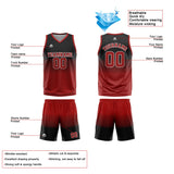 Custom Reversible Basketball Suit for Adults and Kids Personalized Jersey Red-Black