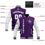 Custom Purple White Black Waterproof Varsity Jackets Personalized Stitched Name Number Logo to Letterman Jackets