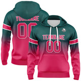 Custom Gradient Sweatshirt Hoodie For Man Woman Girl Boy Print Your Logo Name Number Dark Green&Pink