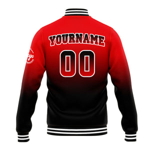 Custom Gradient Varsity Jacket Letterman jacket for Men, Women and Youth Red Black