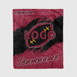 custom ultra-soft micro fleece blanket burgundy-black default title