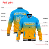 Custom Gradient Varsity Jacket Letterman jacket for Men, Women and Youth Light Blue Orange