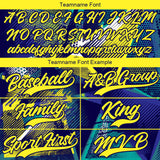 Custom Full Print Design Baseball Jersey yellow-blue