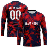 Custom Basketball Soccer Football Shooting Long T-Shirt for Adults and Kids Red-Navy