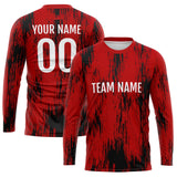 Custom Basketball Soccer Football Shooting Long T-Shirt for Adults and Kids Red-Black