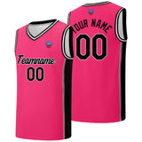 Custom basketball jersey shorts for men and women. Embroidered and printed name, number and logo Pink&Black